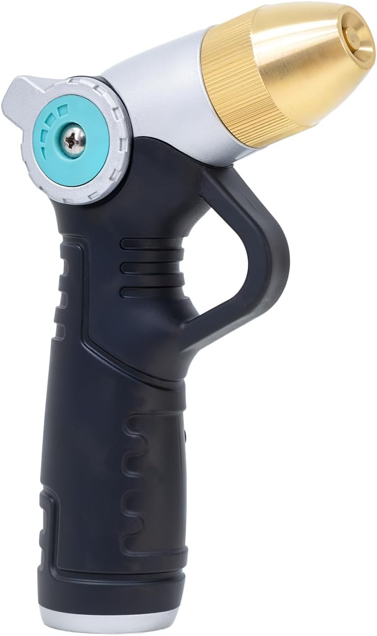 QUOBAS Heavy Duty Metal Garden Hose Nozzle - High Pressure 3 Patterns with Thumb Control | Ideal for Car Wash & Patio Cleaning