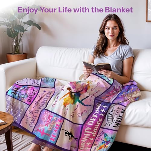 Dance Gifts for Girls 8-12, Gifts for Dancers, Dance Blanket, Dancer Present for Girls Teens, Ballet Blankets Gymnastics Blanket on Birthday Gifts for Christmas Thanksgiving 50x60in
