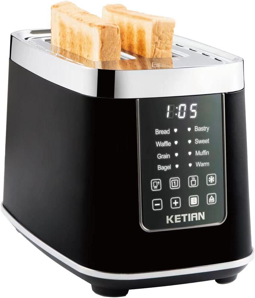 KETIAN Smart Touchscreen 2-Slice Electric Toaster - 7 Browning Settings & Preset Modes for Perfect Toast