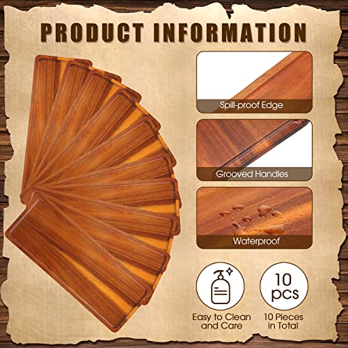 Marsui Set of 10 Rectangular Acacia Wood Serving Trays - Rustic Food & Drink Platters