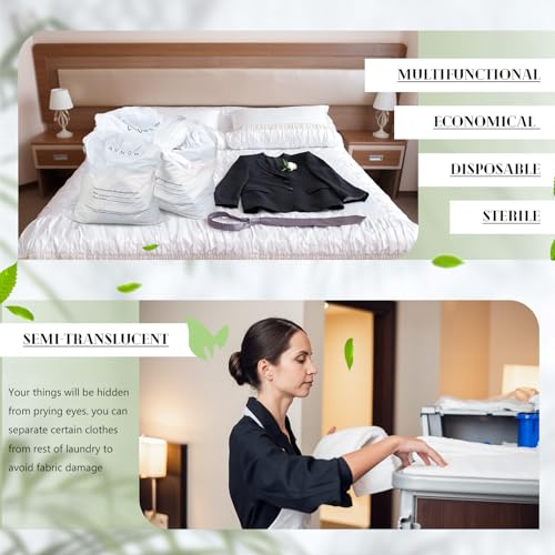 500 Pack Disposable Hotel Laundry Bags with Drawstring – 14x24 Inch Bulk Plastic Laundry Bags