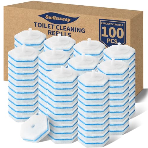 100 Count Disposable Toilet Bowl Wand Refills - Compatible with Clorox & Most Toilet Brushes - Unscented - Pack of 100