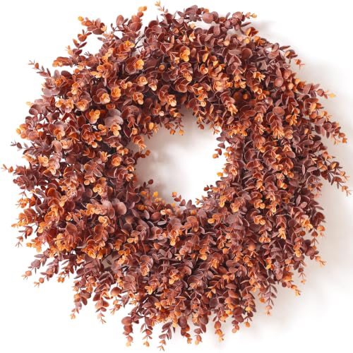 24-Inch Lifelike Fall Eucalyptus Wreath for Front Door - Autumn Decor