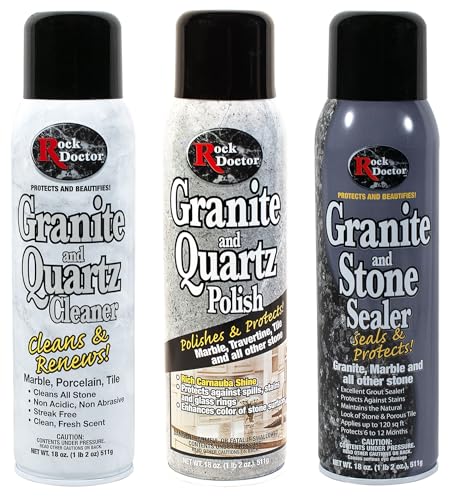 Stone Care Kit for Granite & Quartz - Clean, Seal & Polish 3-Piece Set