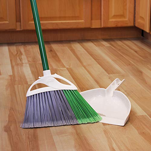Libman Commercial Precision Angle Broom with Dustpan - 11-Inch, Green & White, Pack of 4