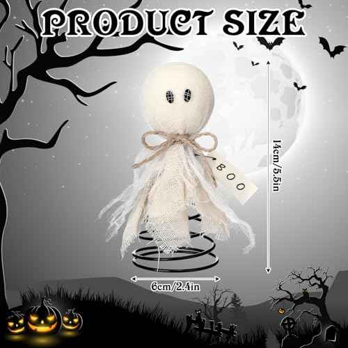 Halloween Ghost Miniature Tree Topper Spooky Halloween Tree Ornaments 5.5 Inches Mini Christmas Treetops Ornaments for Home Party Supplies(Gauze Ghost)