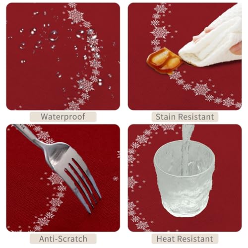 TTQYFNM 42 Inch Red and White Snowflake Christmas Round Tablecloth - Holiday Decor, Washable & Wrinkle-Resistant