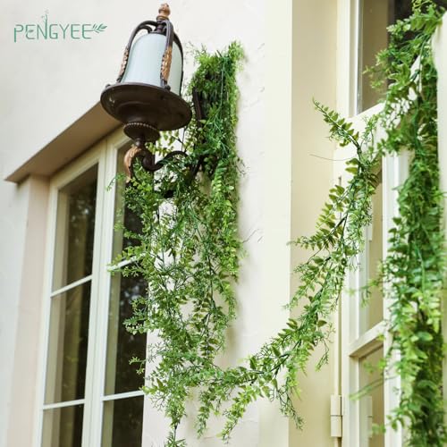 PENGYEE 6 Pack Artificial Greenery Garland 6Ft for Hanging Decor, Realistic Faux Leaves