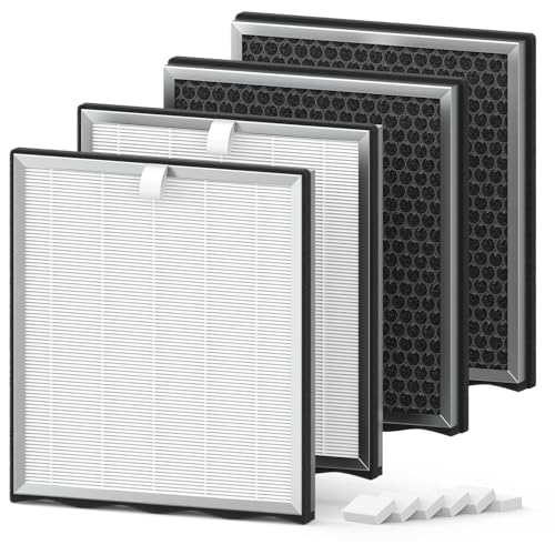 White 4-Pack Replacement Air Purifier Filters for KNKA APH4000 - HEPA & Carbon