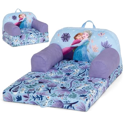 Disney Frozen Cozee Buddy Flip-Out Kids Chair by Delta Children, Purple - Convertible Toddler Lounger & Bed