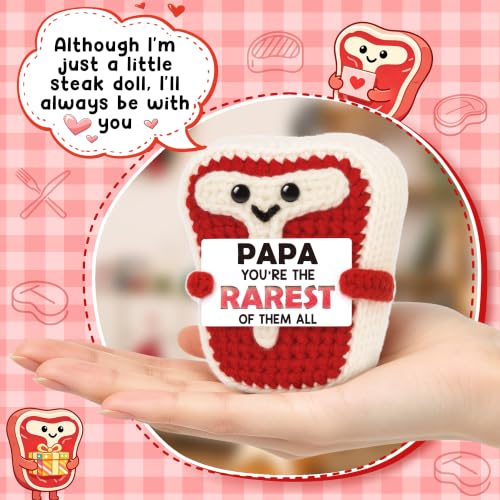 EnjoyVita Papa Gifts for Grandfather from Granddaughter - Crochet Steak Keepsake