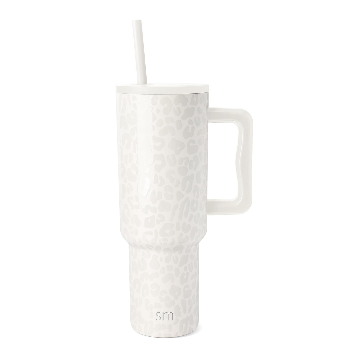 Simple Modern 40 oz Trek Tumbler with Handle and Straw Lid | Cup Holder Friendly Insulated Stainless Steel Travel Mug | Cream Leopard