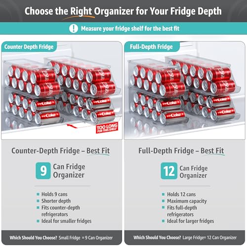 2 Pack Soda Can Organizer for Fridge & Freezer - Stackable BPA-Free Storage Bin