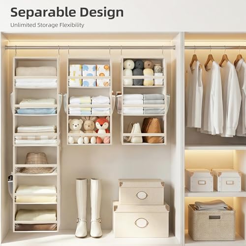 Storage Maniac Beige 6-Shelf Hanging Closet Organizer - Separable & Collapsible