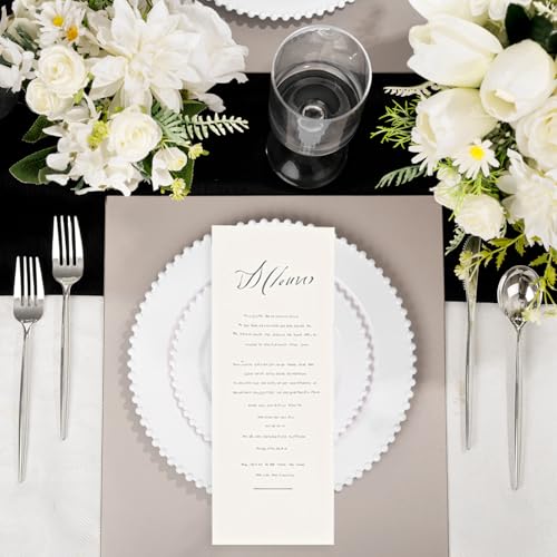 Disposable White Plastic Plates - Beaded Edged, Heavy Duty, 60pcs - Elegant Partyware