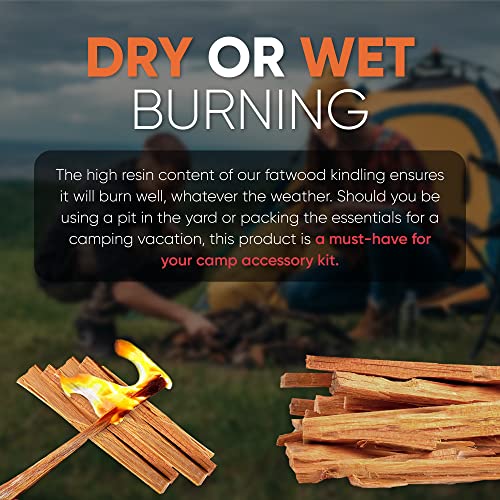Fatwood Fire Starter Sticks - 10 lb Natural Kindling for Campfires & Fireplaces - Dependable Rapid Ignition