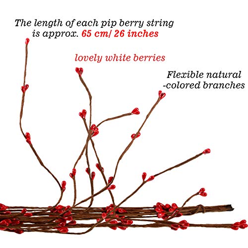WILLBOND 64 Feet Red Pip Berry Garland for Christmas & Holiday Decor - 30 Packs