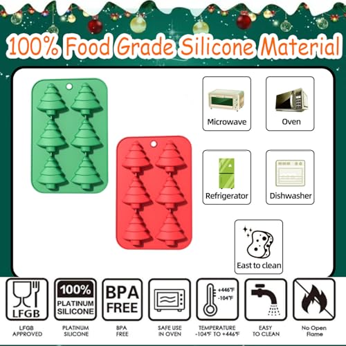 RIICFDD Christmas Silicone Molds 12-Cavity – Tree, Gummy/Cookie/Chocolate