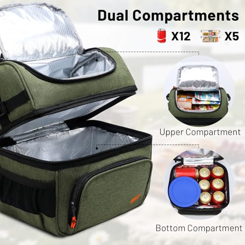 Men's Insulated Lunch Bag with Dual Compartments - Army Green, MIER Variation