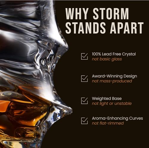 Storm Crystal Cocktail Whiskey Glasses Set of 2 - Elegant Gift for Men
