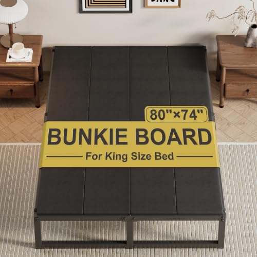 King Bunkie Board for Mattress Support - High-Density Polymer, Black, 80x74 Inches - Support Under Mattress