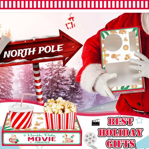 Dunzoom Christmas Movie Night Snack Trays 20 Pack Green & Red Holiday Paper Food Holders