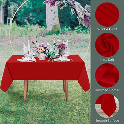 Utopia Kitchen 2 Pack Red Square Tablecloth 54x54 Inches - Wrinkle-Resistant & Stainproof Polyester