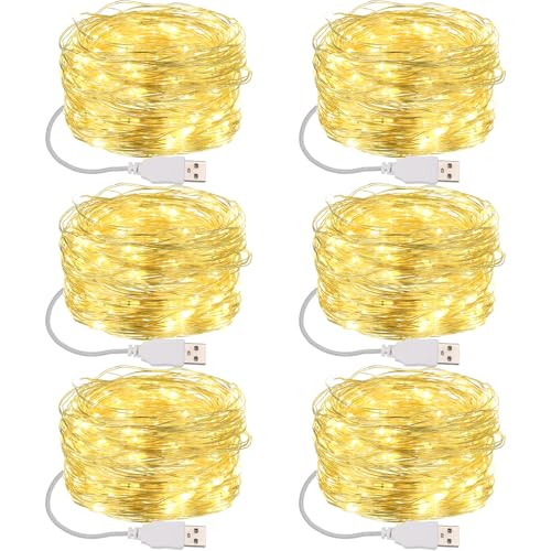 Macarrie 6 Pcs USB Fairy Lights 16ft Warm White String Lights