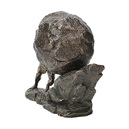 Sisyphus and The Eternal Boulder Sculpture - Cold Cast Bronze Finish, 8 1/8 Inch - Home Decor