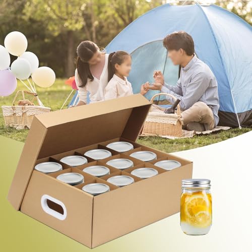 16 Oz Mason Jar Storage Boxes - Cardboard Pantry Organizer with Handles - 16.8 x 12.4 x 6 Inches (Variation: 16Oz-16.8 x 12.4 x 6 Inch / 6)