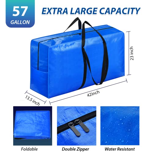 Blue 4 Pack Extra Large 57 Gallon Heavy Duty Moving Storage Bags - 42x23x13.5 Inches
