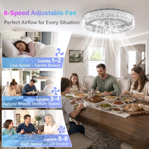 20-Inch Low Profile Ceiling Fan with RGB Lights & Remote Control