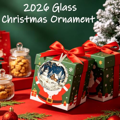 VYBRID 2026 Snowman Cabin Deer Christmas Ornament - White-Blue Variant