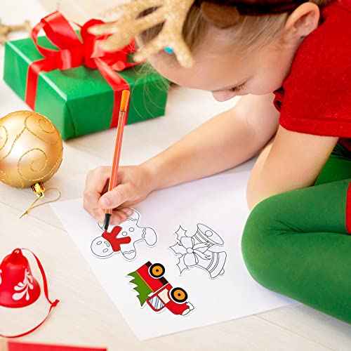 Oudain 36 Pcs DIY Christmas Refrigerator Magnets - Color Your Own Fridge Magnets - Holiday & Xmas Party Favors