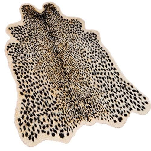 Leopard Print Faux Fur Cowhide Area Rug 63x78.7in for Home & Living Room