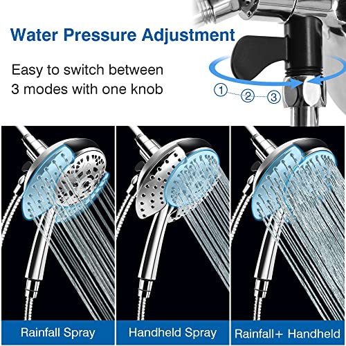 2-in-1 Shower Head with Handheld Combo - Silver Round, 2.5 GPM High Pressure