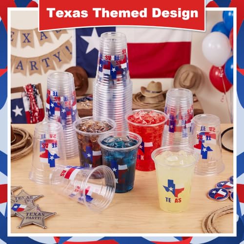 50 Pcs 16 oz Clear Texas Plastic Cups Bulk Party Disposable Drinkware