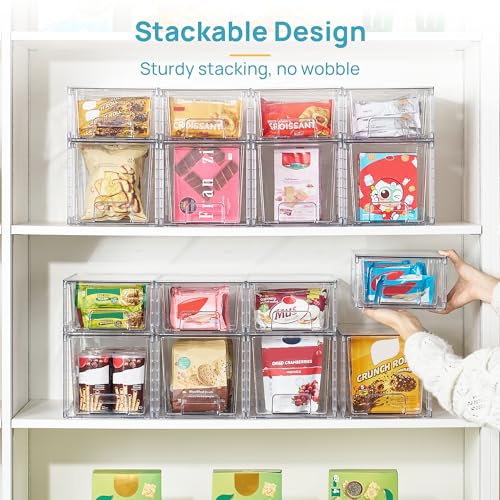 Vtopmart Stackable Storage Drawers Set - 2 Medium + 2 Small Acrylic Kitchen Organizers