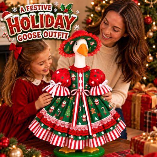 Xmas Lolita Porch Goose Outfit for 23" Statues - Holiday Decor