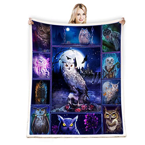Juirst Owl Lovers' Blanket - Owl Throw 50x60 Inch for Couch, Bed, Home Decor - 'Just a Girl Who Loves Owls'