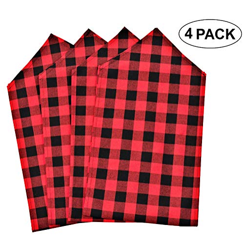 Red & Black Buffalo Check Table Runners - 4 Pack, 72x12 Inches for Holiday & Party Decor