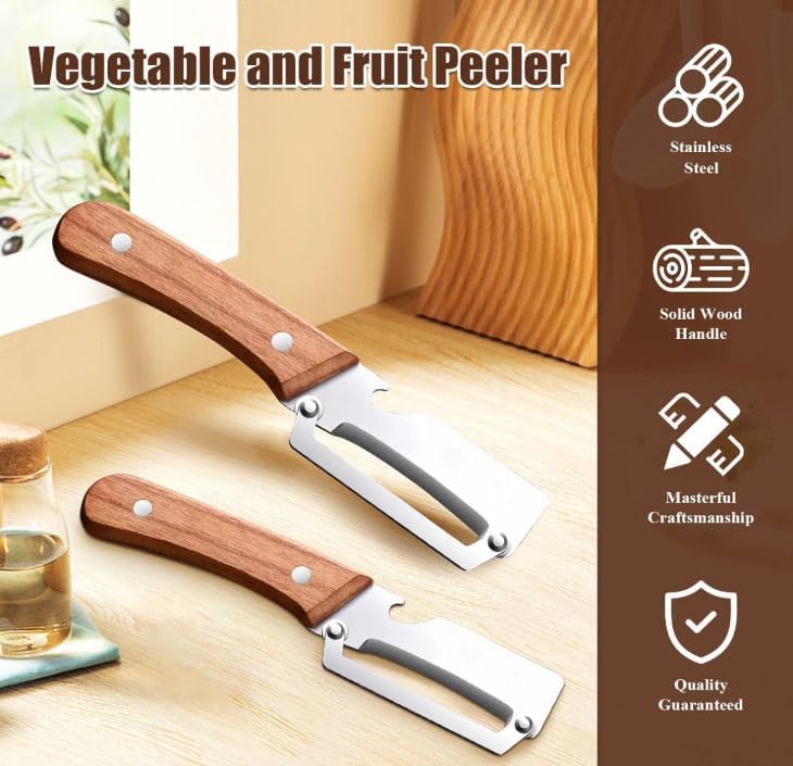 Skiennix Multi-Functional Vegetable Peeler - Ergonomic Non-Slip Handle | 2-in-1 Fruit Peeler & Bottle Opener
