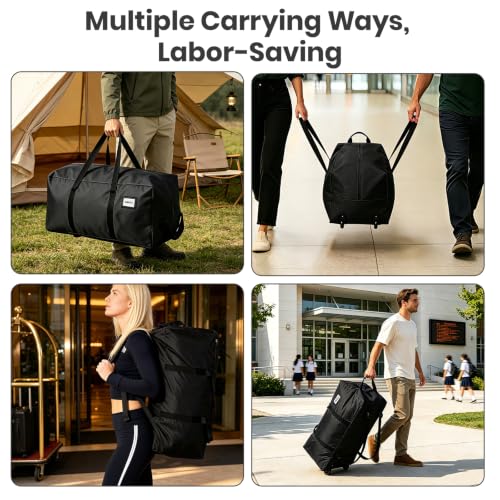Extra Large 118L Moving Bag with Wheels - 2 Pack, Black-02