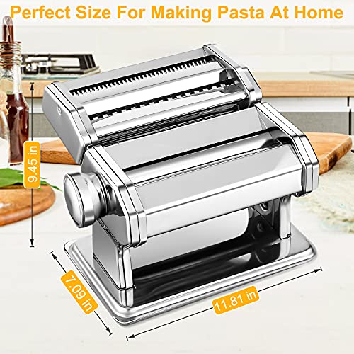 Sailnovo 3-in-1 Pasta Maker with 9-Setting Roller & Cutters - Silver