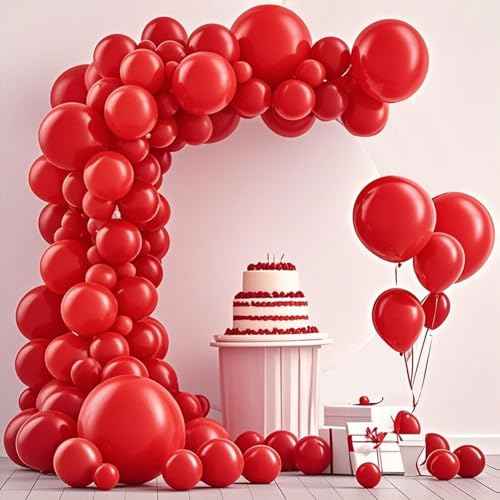 Red Balloon,145pcs Latex Premium Red Balloons Arch Kit Different Sizes 18 12 10 5 Inch,Balloon Garland Arch Kit for Birthday Party Baby Shower Wedding Valentines Day Christmas Anniversary Decoration