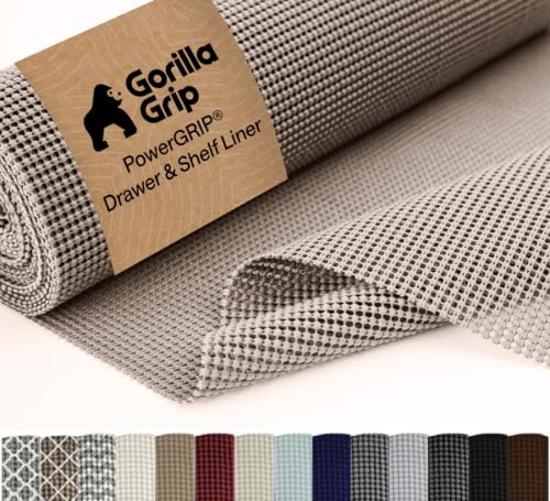 Gorilla Grip PowerGRIP Drawer & Shelf Liner Beige 12x30 Inch Non-Adhesive
