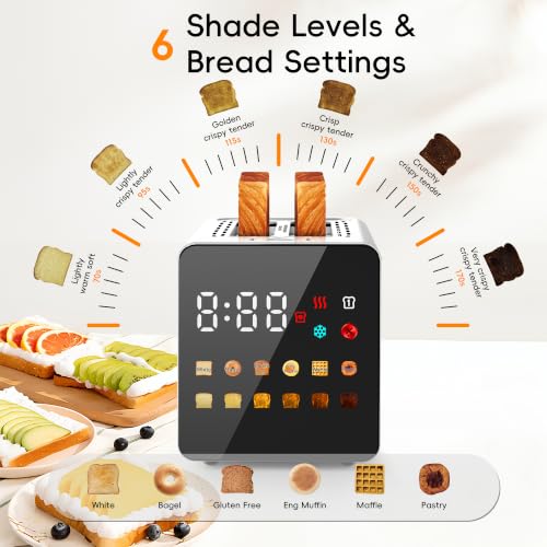 WUNLY Smart Touchscreen Toaster with Wide Slots & Memory - Silver