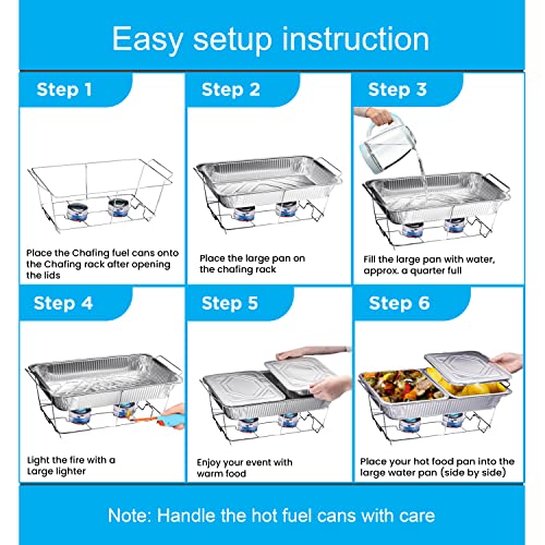 MAXYGIFT Full Size Disposable Chafing Dish Buffet Set - 33 Pcs Food Warmers for Parties