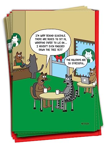 NobleWorks Stressful Holidays Christmas Funny Cards Bulk Set of 36