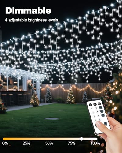 Vynoblip Christmas Ice Lights 99FT 306 LEDs - Twinkle Fairy String Light, Cool White